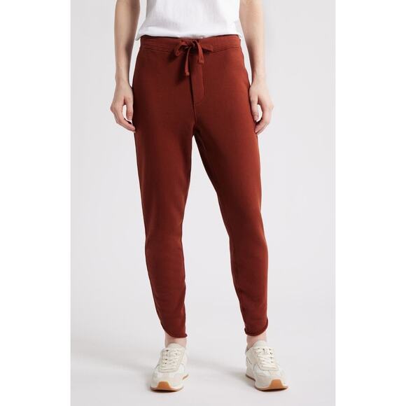 NWOT Frank & Eileen CHRISTINE Raw Tulip Hem Triple Fleece Joggers Brown Medium - Picture 1 of 6